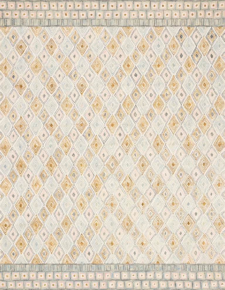 Loloi Rugs Priti Collection Rug in Mist, Gold - 9'3" x 13'