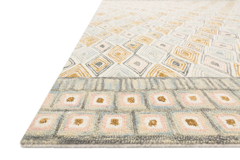 Loloi Rugs Priti Collection Rug in Mist, Gold - 7'10" x 7'10"