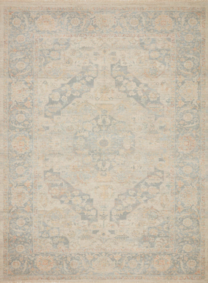 Loloi Rugs Priya Collection Rug in Bone, Bluestone - 7'9" x 9'9"