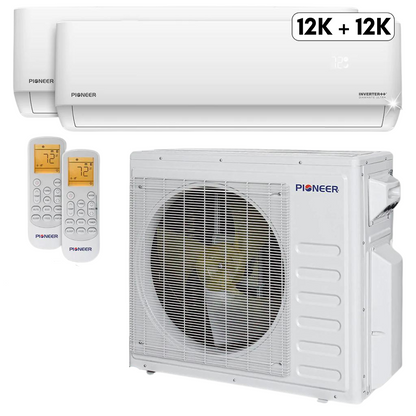 Pioneer® Mini Split 24,000 BTU 2 Zone Ductless Air Conditioner and Heat Pump, WYT030GLHI22M3-12W-12W