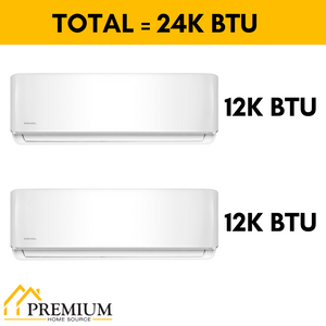 Pioneer® Mini Split 24,000 BTU 2 Zone Ductless Air Conditioner and Heat Pump, WYT030GLHI22M3-12W-12W