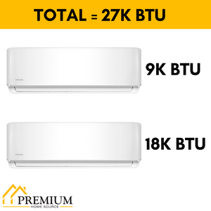 Pioneer® Mini Split 27,000 BTU 2 Zone Ductless Air Conditioner and Heat Pump, WYT030GLHI22M3-18W-9W