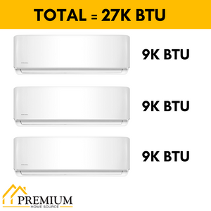 Pioneer® Mini Split 27,000 BTU 3 Zone Ductless Air Conditioner and Heat Pump, WYT030GLHI22M3-9W-9W-9W