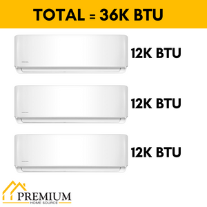 Pioneer® Mini Split 36,000 BTU 3 Zone Ductless Air Conditioner and Heat Pump, WYT040GLHI22M4-12W-12W-12W