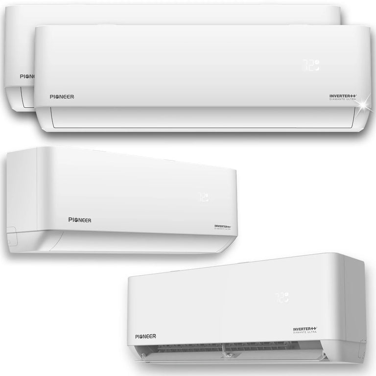 Pioneer® Mini Split 36,000 BTU 4 Zone Ductless Air Conditioner and Heat Pump with 16 ft. Kits, WYT040GLHI22M4-9W-9W-9W-9W-16