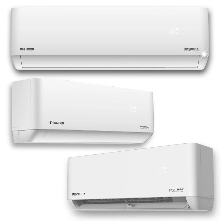 Pioneer® Mini Split 27,000 BTU 3 Zone Ductless Air Conditioner and Heat Pump with 25 ft. Kits, WYT030GLHI22M3-9W-9W-9W-25