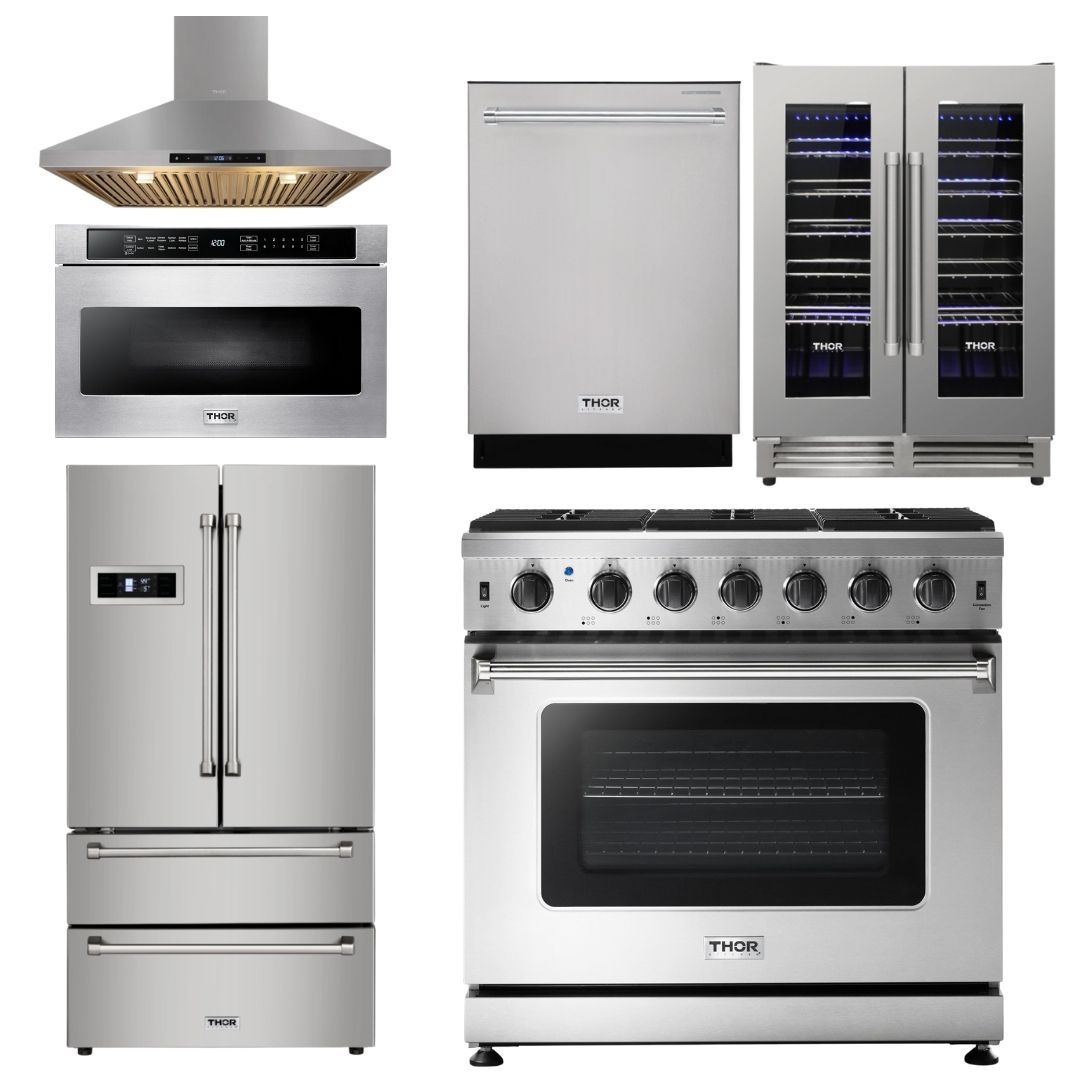 Thor Kitchen Appliance Bundle 36 in. Natural Gas Range in 6