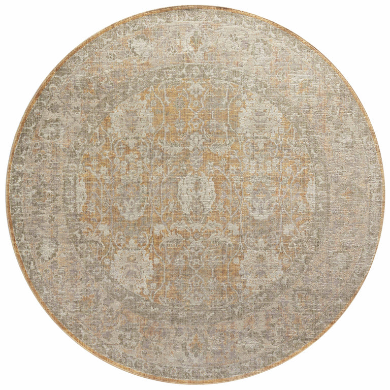 Chris Loves Julia x Loloi Rug in Gold, Sand - 7'9" x 7'9" Round