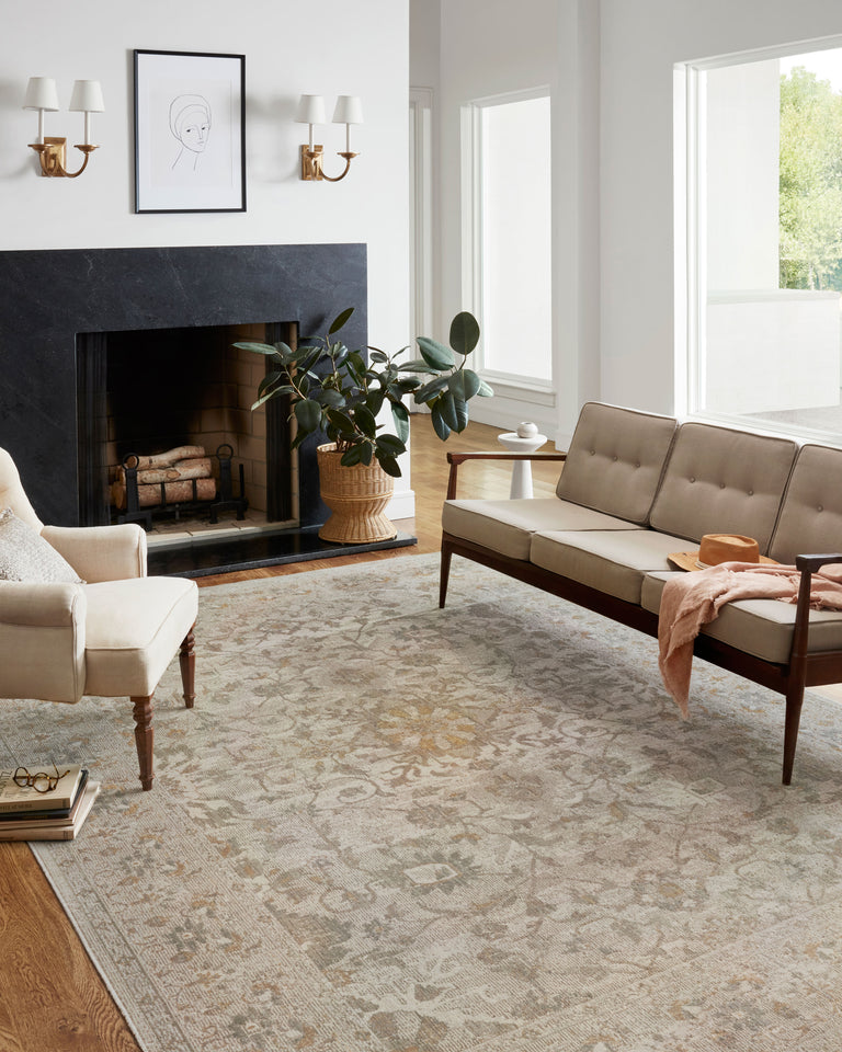 Chris Loves Julia x Loloi Rug in Ivory, Natural - 6'3" x 9'