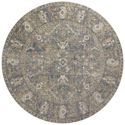 Chris Loves Julia x Loloi Rug in Sand, Lagoon - 5'0" x 5'0" Round