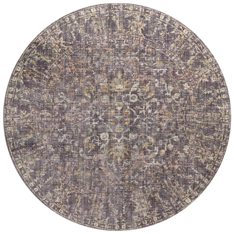 Chris Loves Julia x Loloi Rug in Graphite, Multi - 7'9" x 7'9" Round