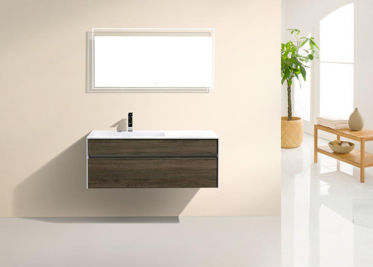 KubeBath Fitto 48 in. Havana Oak Wall Mount Modern Bathroom Vanity - Single Sink, S1200SCO