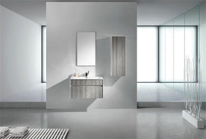 KubeBath Fitto 24 in. Ash Gray Wall Mount Modern Bathroom Vanity, S600HGASH