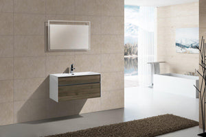KubeBath Fitto 36 in. Havana Oak Wall Mount Modern Bathroom Vanity, S900CO