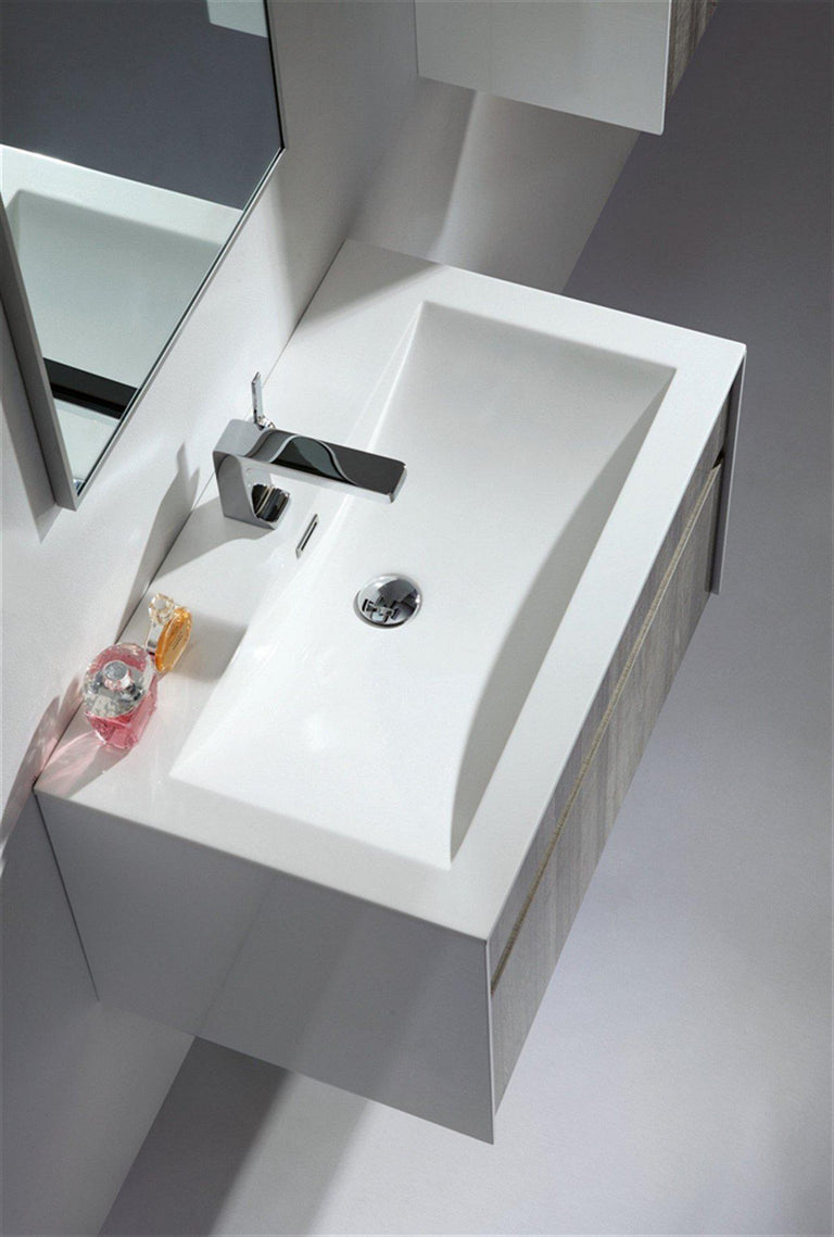 KubeBath Fitto 36 in. Ash Gray Wall Mount Modern Bathroom Vanity, S900HGASH