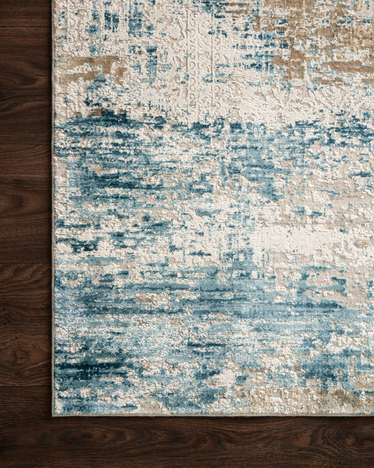 Loloi Rugs Sienne Collection Rug in Ivory, Azure - 6'7" x 9'2"