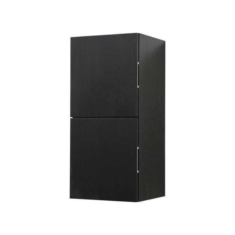 KubeBath Bliss 12" Wide by 24" High Linen Side Cabinet With Two Doors in Black Wood Finish, SLBS28-BK
