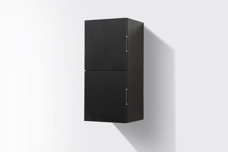 KubeBath Bliss 12" Wide by 24" High Linen Side Cabinet With Two Doors in Black Wood Finish, SLBS28-BK