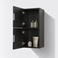 KubeBath Bliss 12" Wide by 24" High Linen Side Cabinet With Two Doors in Black Wood Finish, SLBS28-BK