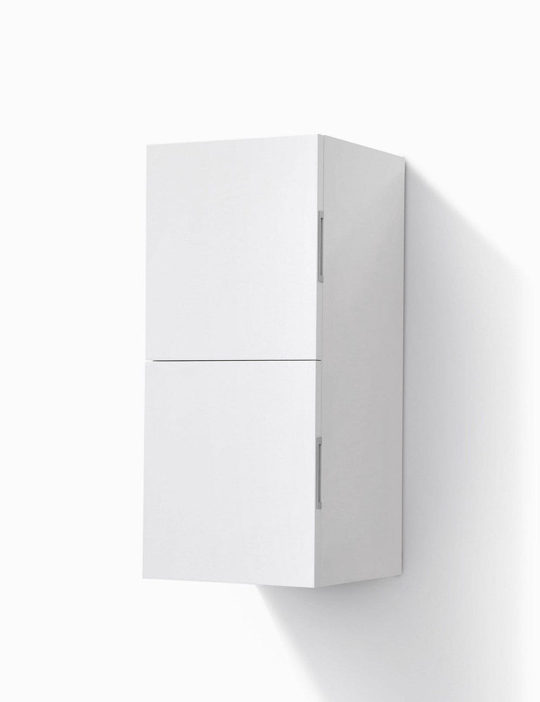 KubeBath Bliss 12" Wide by 24" High Linen Side Cabinet With Two Doors in Gloss White Finish, SLBS28-GW