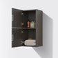 KubeBath Bliss 12" Wide by 24" High Linen Side Cabinet With Two Doors in High Gloss Gray Oak Finish, SLBS28-HGGO