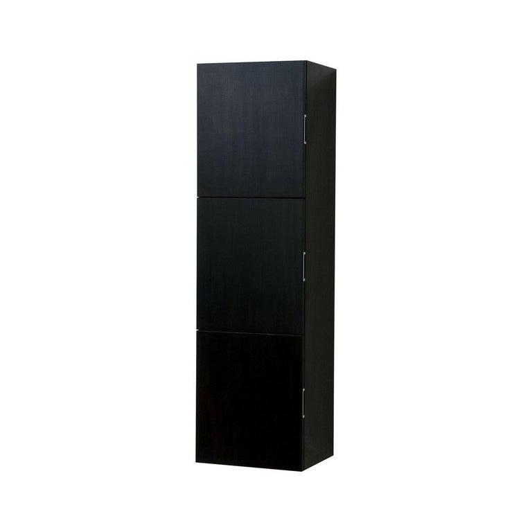 KubeBath Bliss 18" Wide by 59" High Linen Side Cabinet With Three Doors in Black Wood Finish, SLBS59-BK