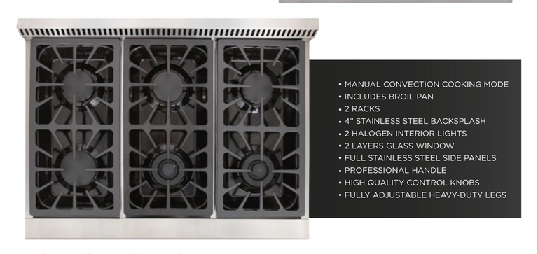 Kucht Professional 36 in. 5.2 cu ft. Natural Gas Range with Silver Knobs, KRG3618U-S