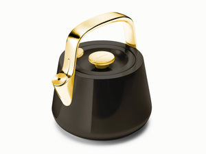 Caraway Whistling Tea Kettle in Black with Gold Accents