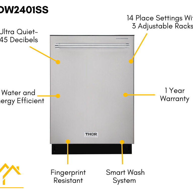 Thor Kitchen Appliance Package - 36 in. Natural Gas Range, Range Hood, Refrigerator, Dishwasher & Wine Cooler, AP-HRG3618U-4