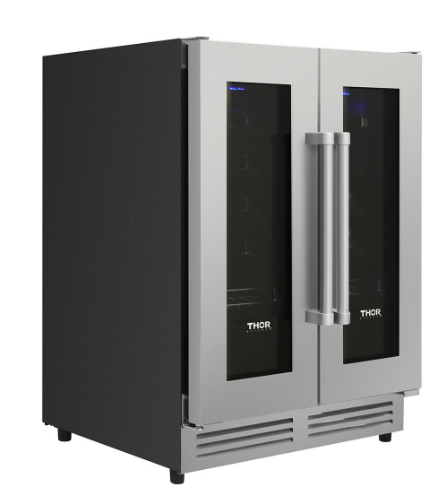 Thor Kitchen Package - 36" Gas Range, Range Hood, Refrigerator with Water and Ice Dispenser, Dishwasher, Wine Cooler, AP-LRG3601U-11