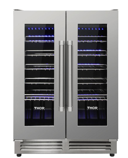 Thor Kitchen Package - 36" Electric Range, Range Hood, Refrigerator with Water and Ice Dispenser, Dishwasher, Wine Cooler, AP-HRE3601-11
