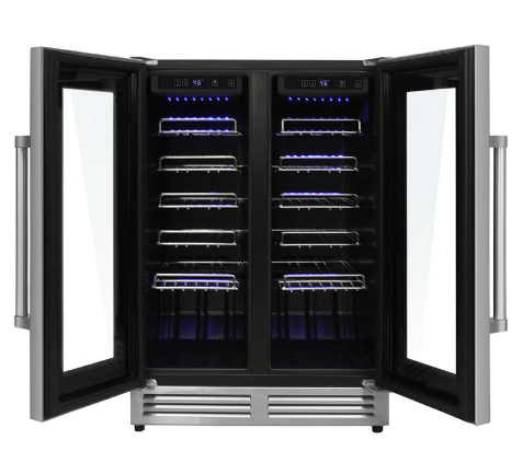 Thor Package - 30" Gas Range, Range Hood, Microwave, Refrigerator with Water & Ice Dispenser, Dishwasher, Wine Cooler