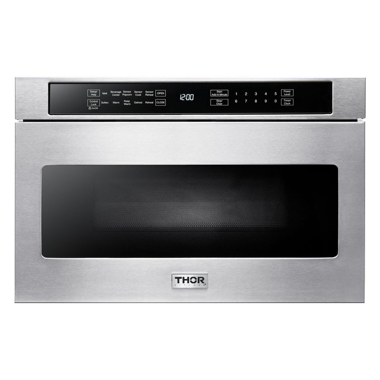 Thor Kitchen Appliance Package - 30 In. Electric Range, Range Hood, Microwave Drawer, Refrigerator with Water and Ice Dispenser, Dishwasher, AP-TRE3001-13