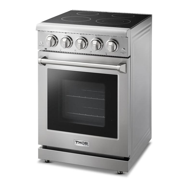 Thor Kitchen Appliance Bundle - 24 in. Professional Electric Range, Range Hood, AB-HRE2401