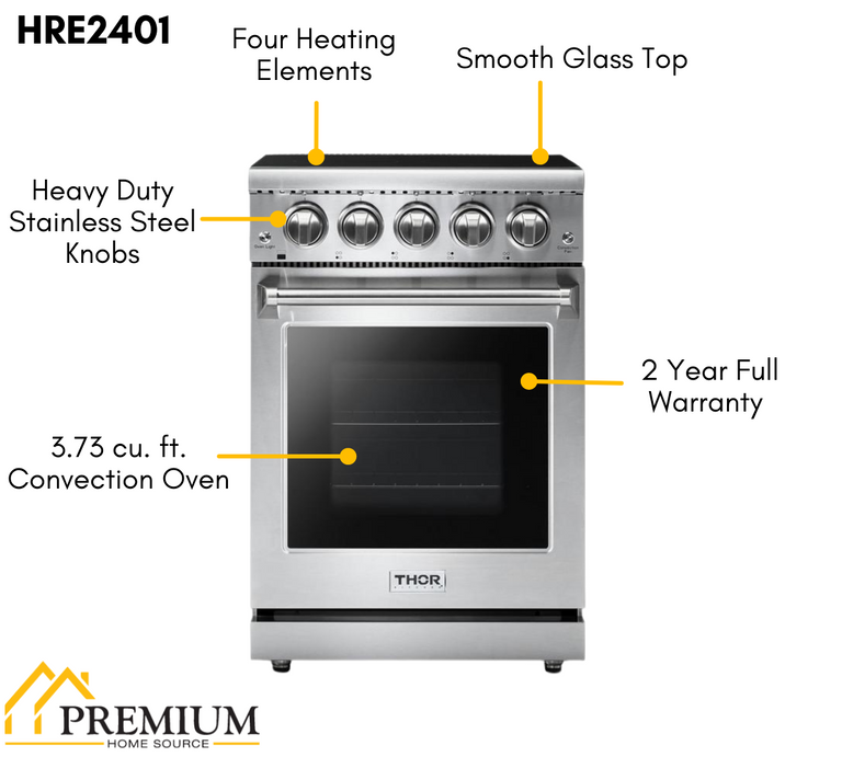 Thor Kitchen 24 in. Professional Electric Range in Stainless Steel, HRE240