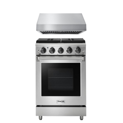 Thor Kitchen Package - 24 in. Gas Range & Range Hood, AP-LRG2401U