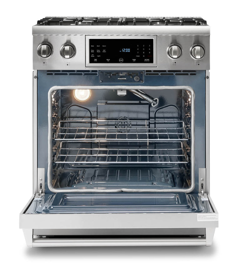 Thor Package - 30" Gas Range, Range Hood, Microwave, Refrigerator with Water & Ice Dispenser, Dishwasher, Wine Cooler