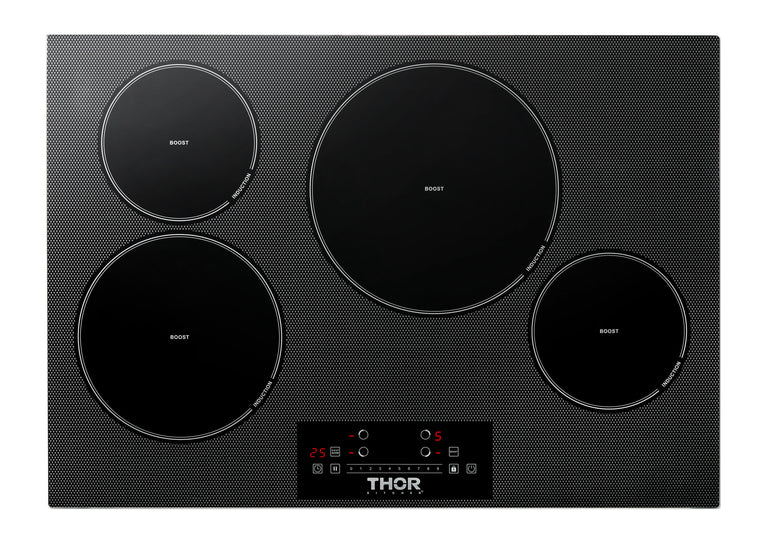 Thor Kitchen Package - 30" Induction Cooktop, Range Hood, Refrigerator with Water and Ice Dispenser, Dishwasher, Wine Cooler, AP-TIH30-11