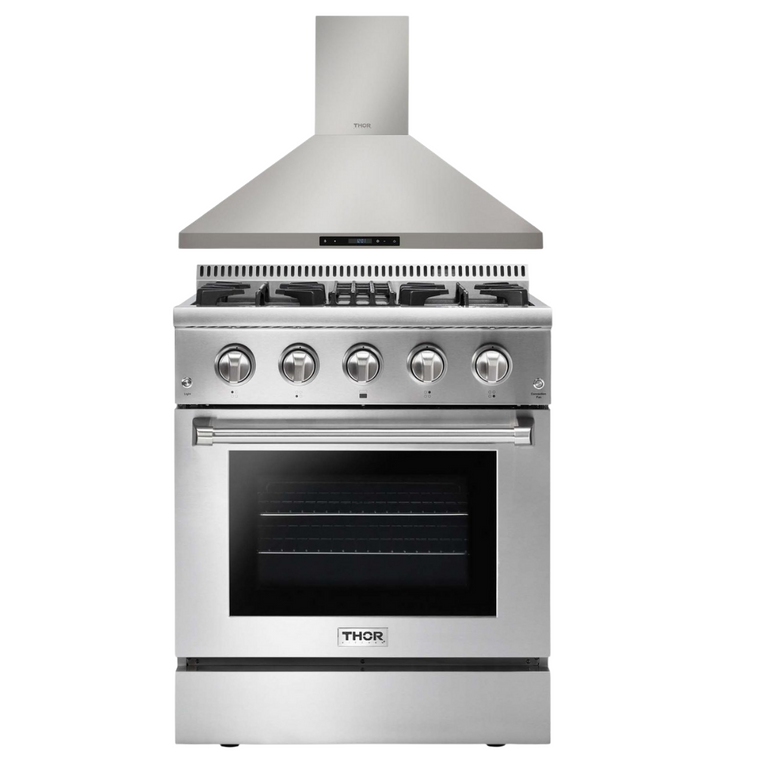 Thor Kitchen 30 in. Gas Burner/Electric Oven Range & Range Hood Package, AP-HRD3088U