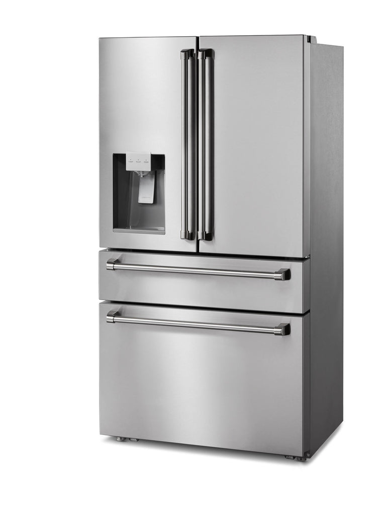Thor Package - 36" Propane Gas Range, Range Hood, Microwave, Refrigerator with Water and Ice Dispenser, Dishwasher, Wine Cooler