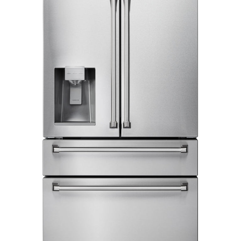Thor Kitchen Appliance Package - 36 In. Propane Gas Range, Range Hood, Refrigerator with Water and Ice Dispenser, Dishwasher, AP-TRG3601LP-C-7