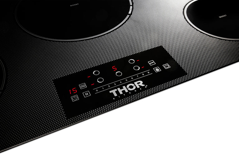 Thor Kitchen Package - 36" Induction Cooktop, Range Hood, Refrigerator with Water and Ice Dispenser, Dishwasher, Wine Cooler, AP-TIH36-11