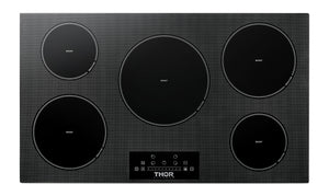 THOR Kitchen Package - 36" Induction Cooktop, Range Hood, Refrigerator with Water and Ice Dispenser, Dishwasher, AP-TIH36-10