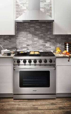 THOR Kitchen Package - 36" Propane Gas Range, 36" Range Hood, AP-LRG3601ULP