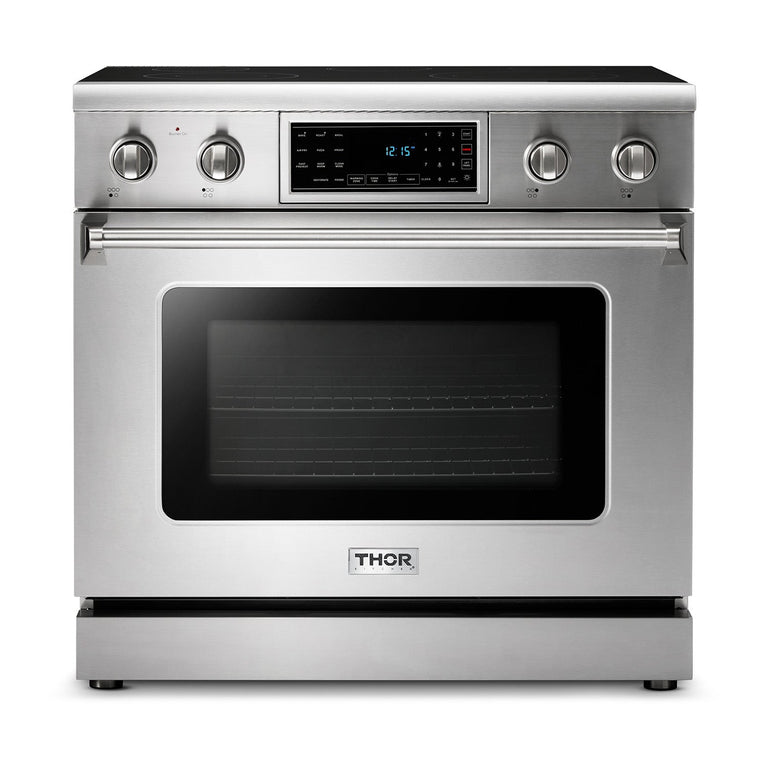 Thor Kitchen Appliance Package - 36 In. Electric Range, Range Hood, Microwave Drawer, Refrigerator, Dishwasher, AP-TRE3601-7