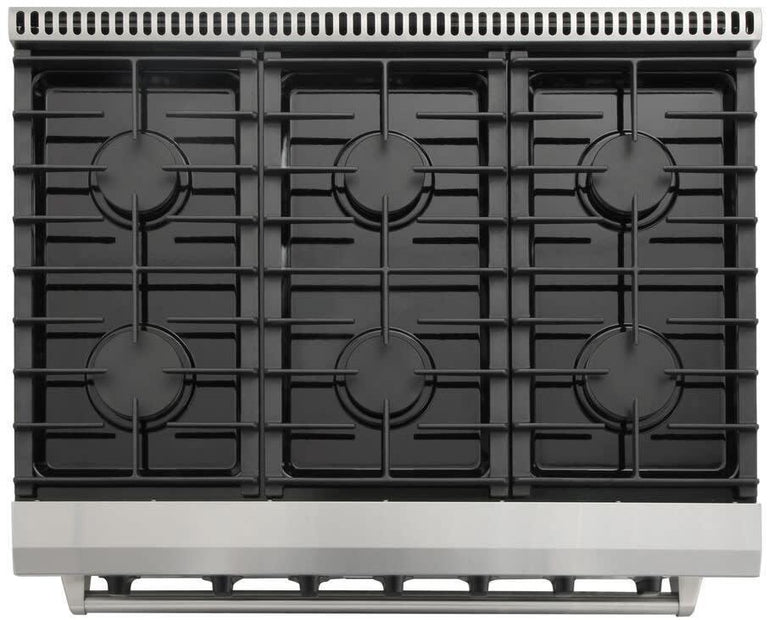 Thor Kitchen Package - 36 Inch Gas Range, Range Hood, Microwave, Refrigerator with Fridge and Ice Maker, Dishwasher, Wine Cooler, AP-LRG3601U-W-10