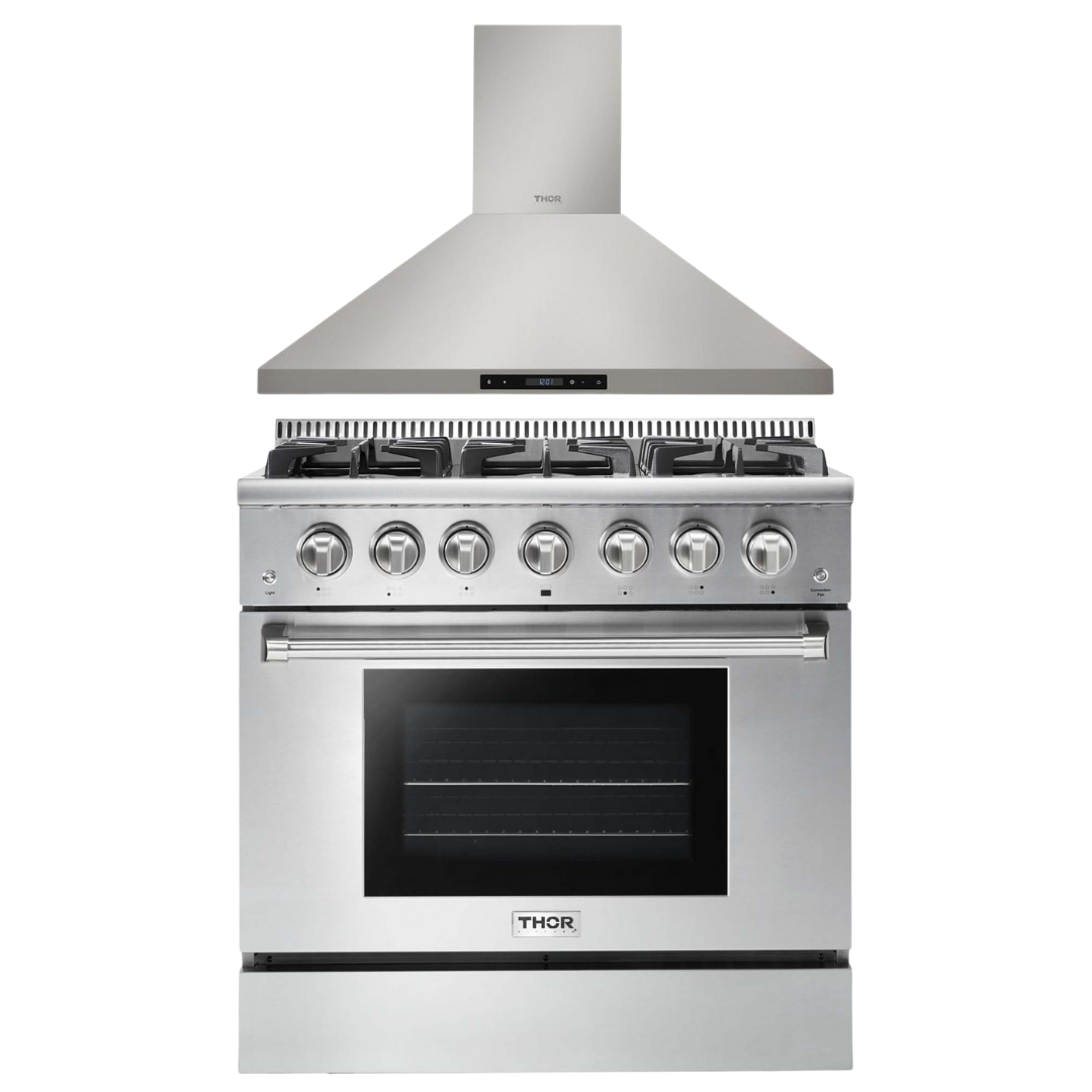 Thor Kitchen 36 in. Natural Gas Range & 36 in. Range Hood Professional Package, AP-HRG3618U
