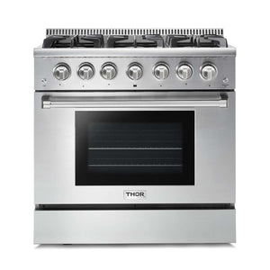THOR Kitchen Package - 36" Propane Gas Range, Range Hood, Microwave, AP-HRG3618ULP-5