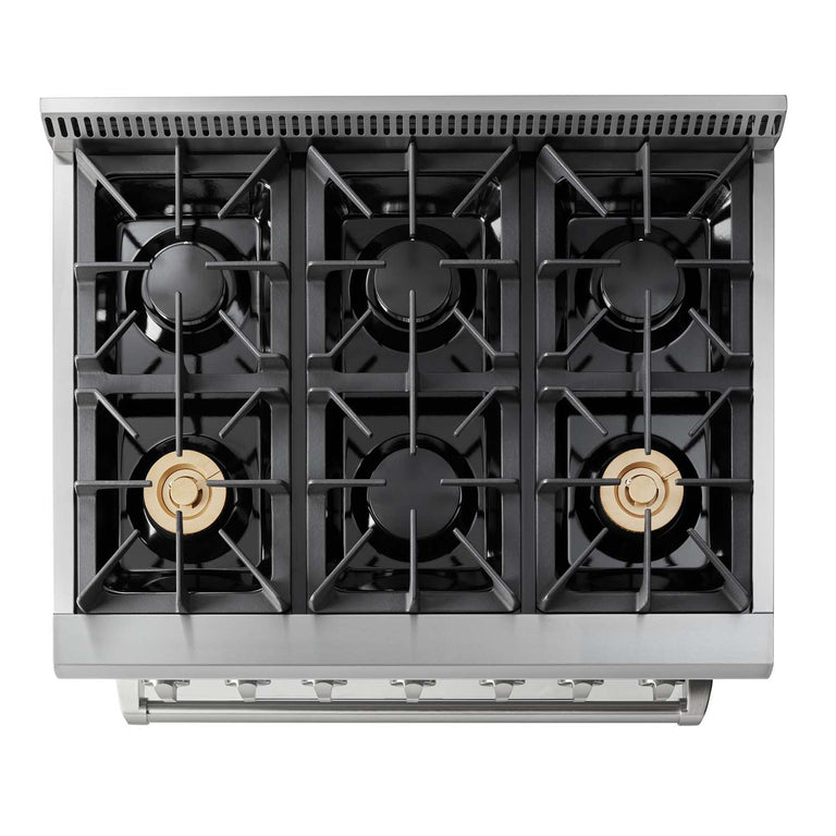 Thor Kitchen Package - 36" Propane Gas Range, Range Hood, Microwave, Refrigerator, Dishwasher, Wine Cooler, AP-HRG3618ULP-8