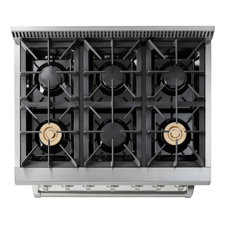 Thor Kitchen Package - 36" Gas Range, Range Hood, Refrigerator with Water and Ice Dispenser, Dishwasher, Wine Cooler, AP-HRG3618U-C-8